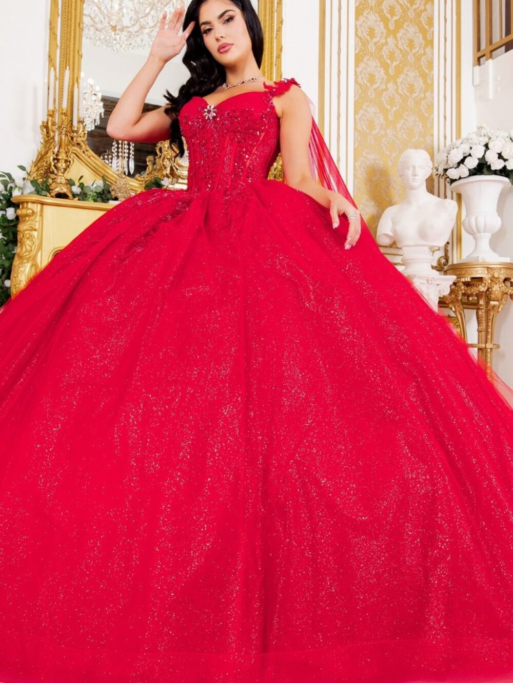 NEW RED Tulle & Lace Sweetheart Evening Gown Floor Length Embellished 8270J